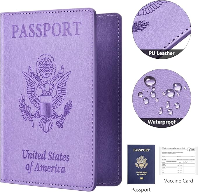 Eoehro Passport Holder for Travel Essentials-2Pack, Passport Wallet Cover Case for Travel Must Haves Accessories,Passport Book Holders for Women and Men