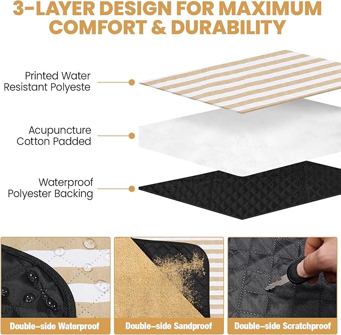 G GOOD GAIN Waterproof Picnic Blanket, 79"x79" Extra Large Beach Mat for 6 to 8 Adults, Machine Washable Outdoor Blanket for Camping, Grass, Park, Camping, Concerts, MiddleSand