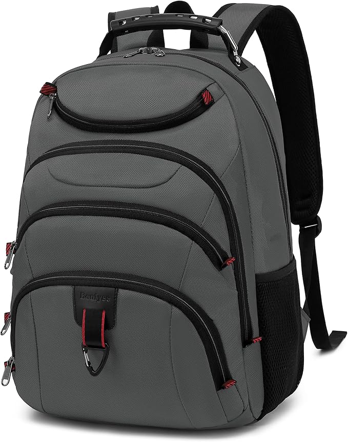 Boavan Laptop Backpack for men, 15.6 inch Laptop Bag with USB Port, Waterproof Travel Work Backpack Purse, Anti-Theft Teacher Nurse Doctor Casual Bookbags Office Business backpack，Grey