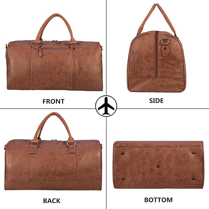 seyfocnia Oversized Duffle Travel Bag Waterproof Leather Weekend Bag Large Carry On Large Carry On Hangbag for Mens or Women