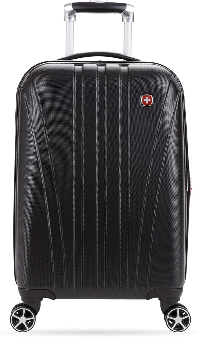 SwissGear 7585 Hardside Expandable Luggage with Spinner Wheels, Black, Carry-On 19-Inch
