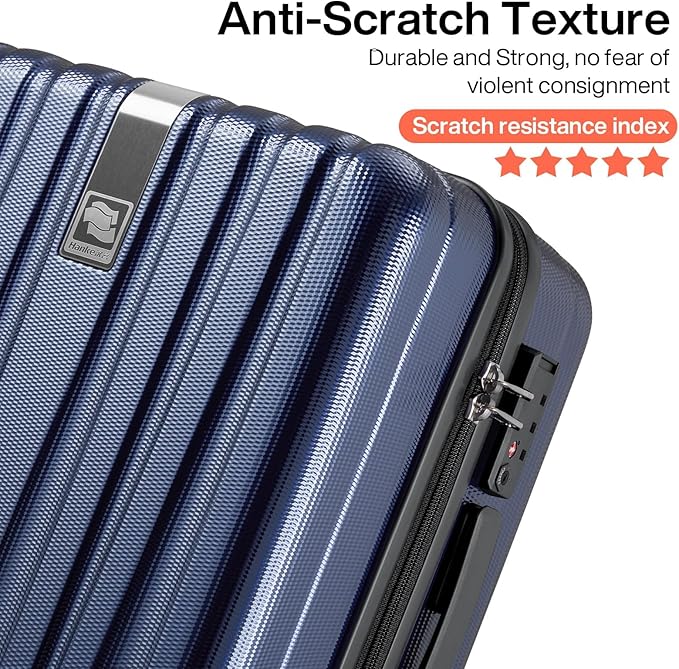 Hanke 20 Inch Carry On Luggage 22x14x9 Airline Approved Lightweight PC Hard Shell Suitcases with Wheels Travel Luggage Rolling Suitcase Travel Luggage Bag for Weekender(Dark Blue)