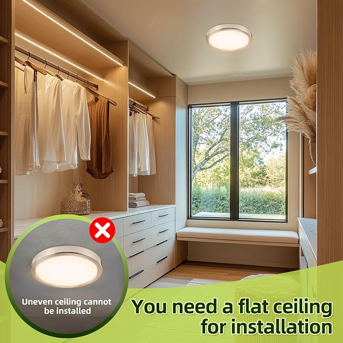 hykolity 9 Inch Selectable CCT LED Round Flat Panel Light,18W,1800LM,3CCT | 3000K/4000K/5000K,Edge-Lit Flush Mount Ceiling Light Fixture for Kitchen, Bedroom, Laundry and Closet Room,Brush Nickel