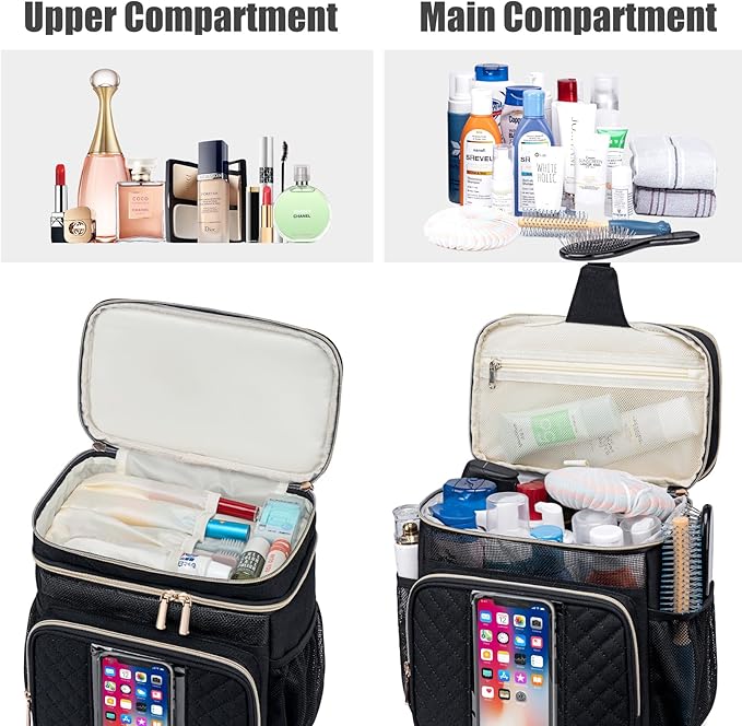 Large Toiletry Bag for Women Men,Bathroom Bag,Water Resistant Shower Bag,Makeup Bag,Portable Shower Caddy for College Dorm,Hanging Travel Toiletry Bag with Transparent Waterproof Phone Pocket