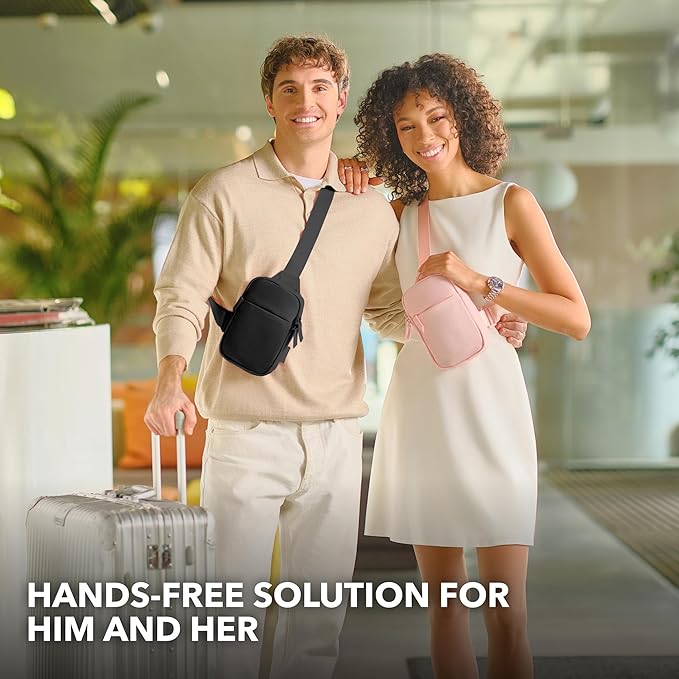 Mini Sling Bag Crossbody Fanny Pack Men & Women - Switchable Strap, RFID Blocking, Water-Repellent, Hidden Pocket