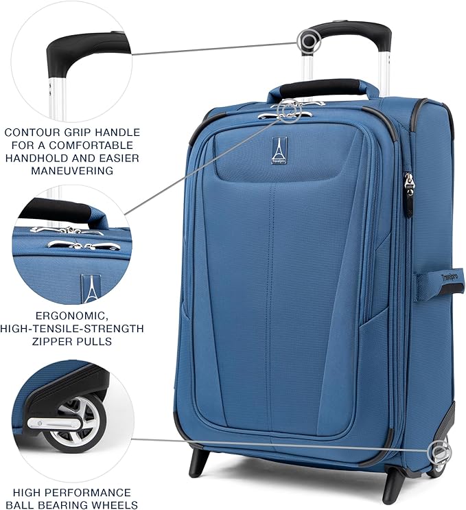 Travelpro Maxlite 5 Softside Expandable Upright 2 Wheel Carry-on Luggage, Lightweight, 21-Inch - Ensign Blue