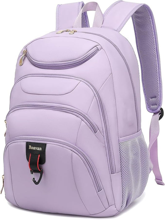 Boavan Laptop Backpack for women, 15.6inch Laptop Bag with USB Port, Waterproof Travel Work Backpack Purse, Anti-Theft Teacher Nurse Doctor Casual Bookbags Office Business backpack，Purple
