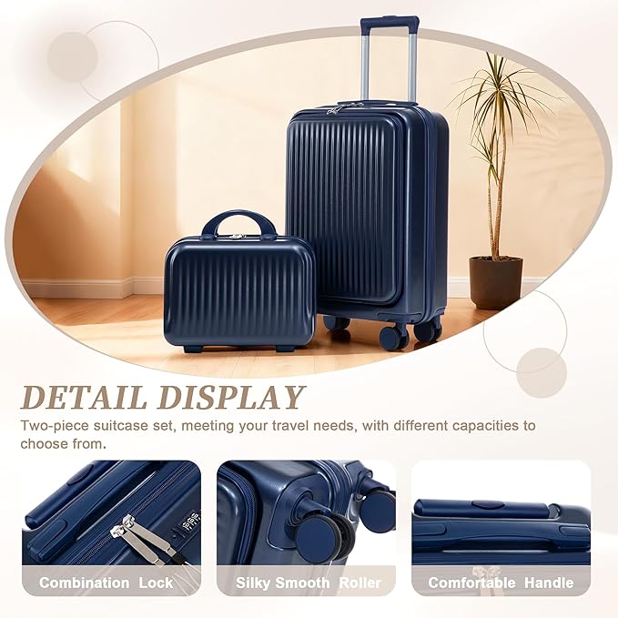 Hardside Luggage, Lightweight Suitcase with Spinner Wheels, 20/14 Inch