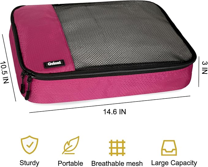 Packing Cubes for Travel Essentials,4 Set Packing Cubes for Suitcases,Lightweight Mesh Luggage Organizer Bag,Pink