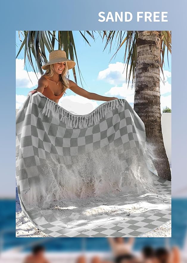 Antfuny Giant Beach Towel Blanket Autumn Outing Stuff for Women & Men Road Trip Camping Gear Ship Cruise Gear Must Haves Large L Gray Plain Pattern Airplane Accessories Travel Gadgets Yard Mat