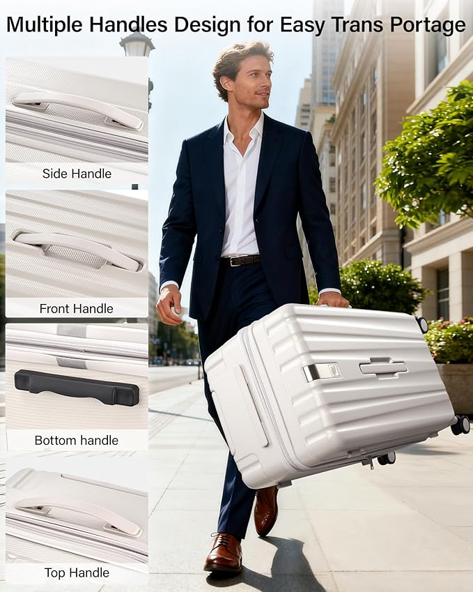 Hanke 29 Inch Plus Expandable Luggage Large Suitcases with Wheels,Checked Luggage Hard Shell Suitcases, PC Trunk Luggage Extra Large Suitcase with Lock for Women Men(Ivory White)
