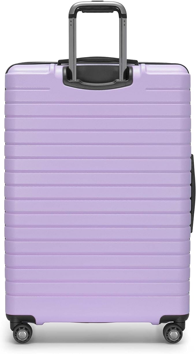 Traveler's Choice Archer Polycarbonate Hardside Spinner Luggage Set, Tie Down Straps, Purple, Checked 29-Inch