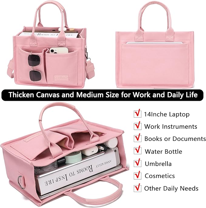 ZHMO Canvas Tote Bag for Women,Women's Bags Crossbody Bags Work Laptop Tote Bag Large Handbags Purse for Travel Nurse Teacher