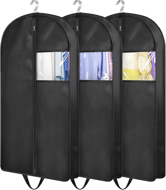 KIMBORA 35" Garment Bags for Hanging Clothes Travel, 4" Gusseted Suit Bags for Closet Storage Mens Garment Protector Cover for Coats, Jackets, Shirts (3 Packs)