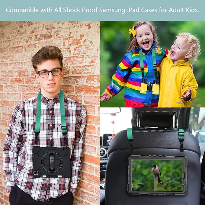 3 Pack Adjustable Shoulder Strap:Comfortable for iPad Strap Nylon Neck Lanyard for iPad/Samsung Tablet Case,Camera Binocular Crossbody Laptop Luggage Bag(Mint Green)