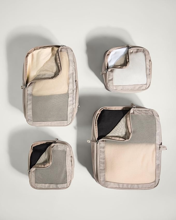 ANTLER - Compression Packing Cubes for Travel, Luggage Organiser for Suitcases or Bags, Travel Accessories, Set of 4, Taupe