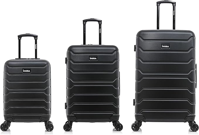 InUSA TREND Luggage with Spinner Wheels | Durable Lightweight Hardshell Suitcase,Travel sets with Handle and Trolley | (20in, 24in, 28in) 3 Piece Set | Black