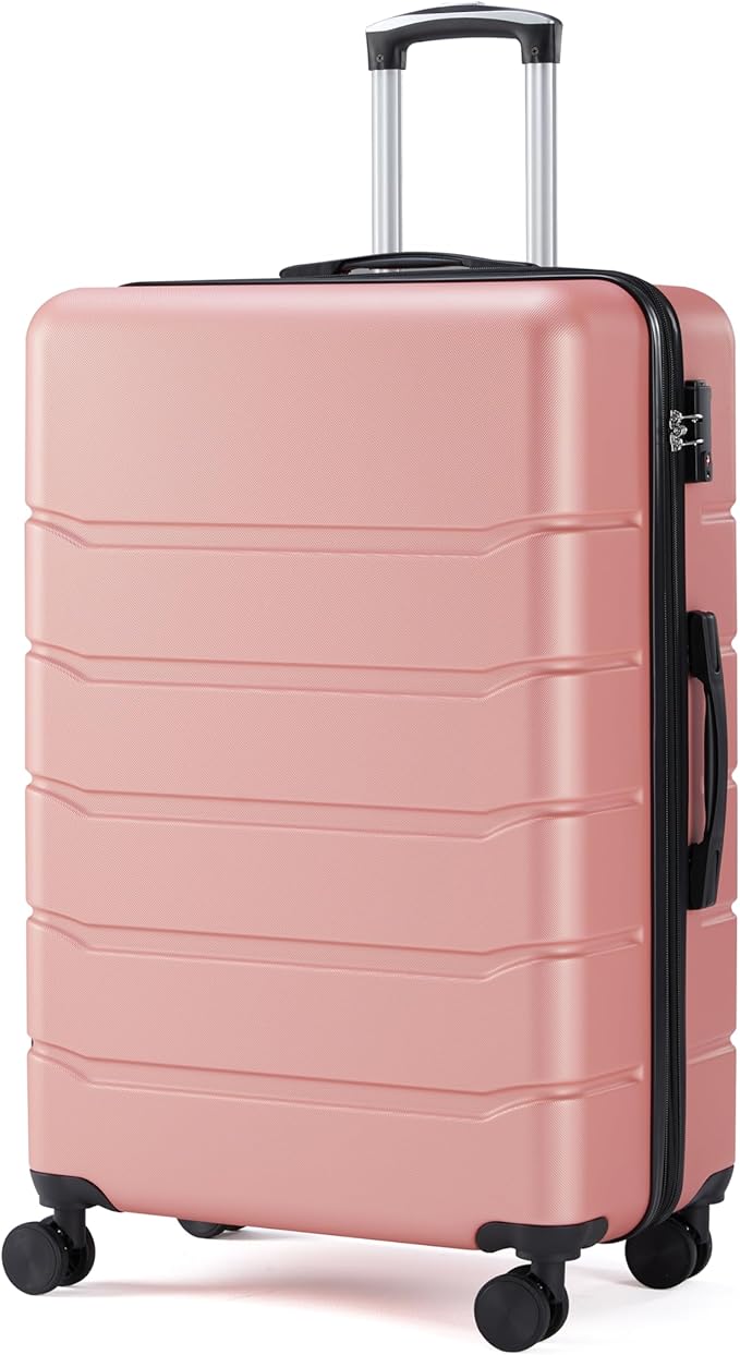 Simple Deluxe 24 Inch Hardside Carry On Luggage, Suitcase with Double Spinner Wheels & TSA Lock, Hard Shell Suitcase, Expandable Rolling Lightweight Luggage, Pink