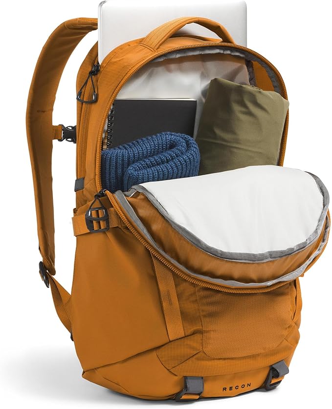The North Face Recon Everyday Laptop Backpack - Daypack, Water Repellent, Laptop Sleeve, 2 Water Bottle Pockets, Timber Tan, One Size