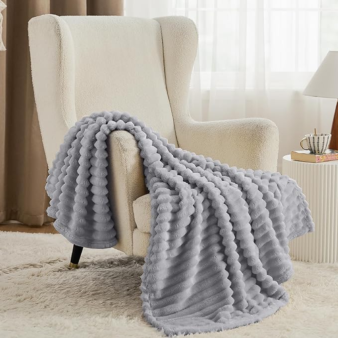 Bedsure GentleSoft Twin XL Blanket for Bed - Cozy Soft Blankets for Women, Cute Large Throws for Girls, Light Grey, 66x90 Inche