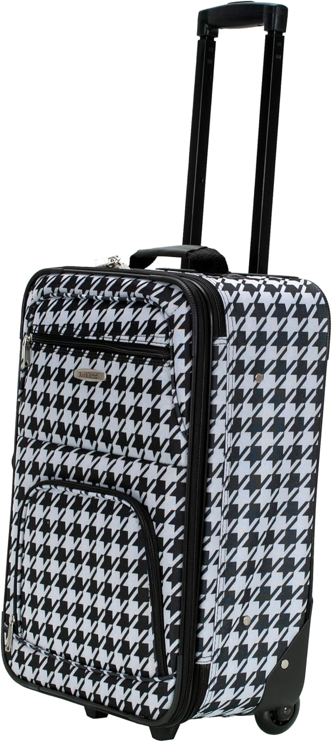 Rockland Fashion Softside Upright Luggage Set, Expandable, Kensington, Black and White, 2-Piece(14/19)