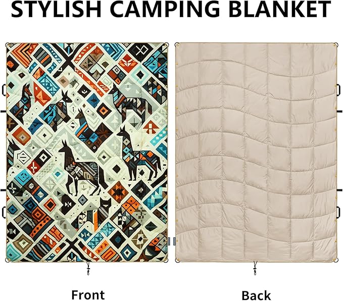 Camping Blanket, Puffy Blankets Lightweight Windproof Resistant for Outdoors,Hiking, Backpacking,Car,Picnic,Stadium