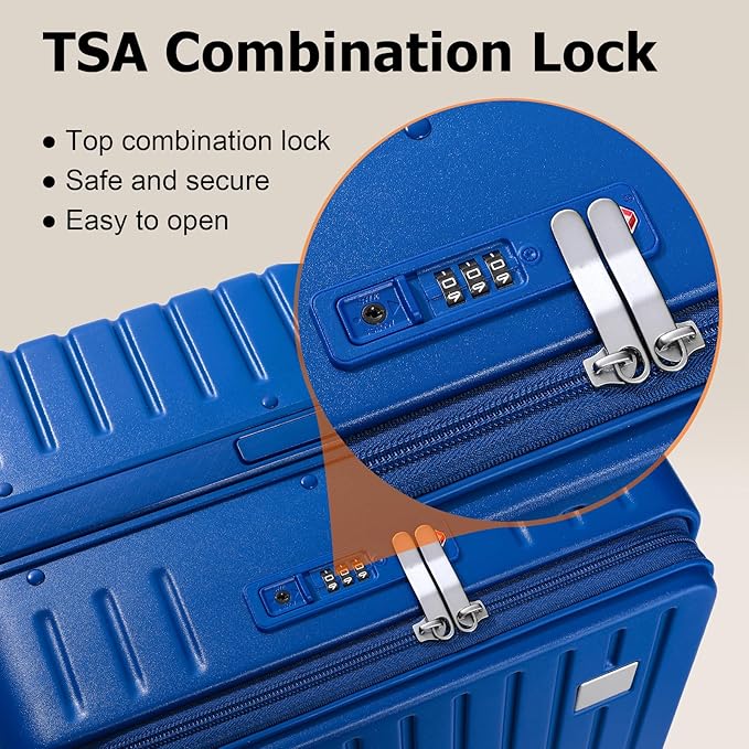 Joyway Hardshell Carry on Luggage with Front Pocket, Lightweight Hardside 20 Inch Suitcase with Spinner Wheels and TSA Lock (Blue, Carry on Luggage-20 Inch)