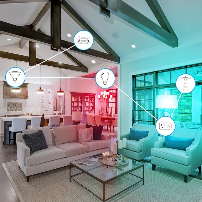 Feit Electric BR30 Smart Flood Light Bulb - Color Changing, 65W Eq - 6 Pack | Wifi 2.4GHz No Hub - Works with Alexa, Google, RGB +Tunable White, 650lm Dimmable, for Recessed Cans, Wide Flood Beam