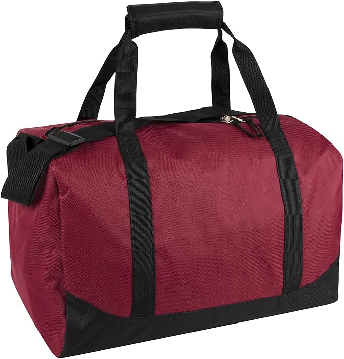 30 Liter, 17 Inch Canvas Duffle Bags for Men and Women – Travel Weekender Overnight Carry-On Shoulder Duffel Tote Bags (Red)