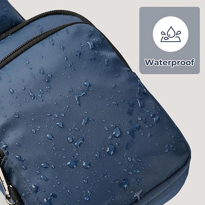 BROADREAM Mini Crossbody Sling Bag, Small Chest Bags Dual Pocket with Zipper Lock, RFID Blocking & Water Resistant Women Men