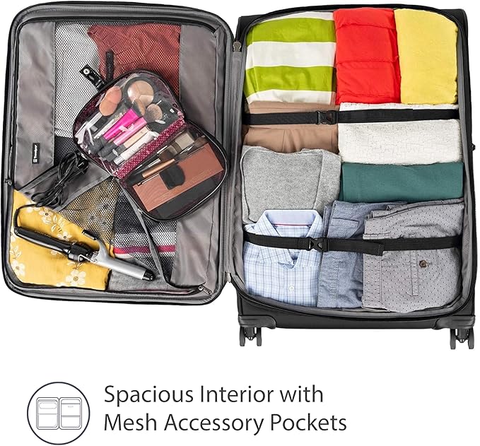 Travelpro Tourlite Softside 29" Expandable Luggage with 4 Spinner Wheels, Lightweight Suitcase, Checked Large, Black