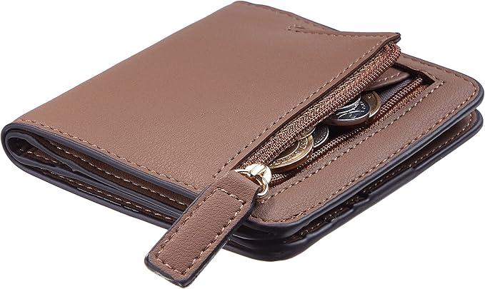 Toughergun Women’s Small Slim Leather Wallet with RFID Protection, Compact Bifold Mini Purse with Clear ID Window