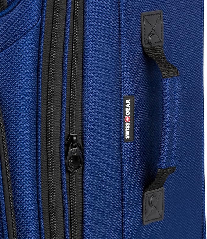 SWISSGEAR Sion Softside Expandable Spinner Luggage Durable Lightweight Travel Suitcase, Blue, Checked-Large 29-Inch