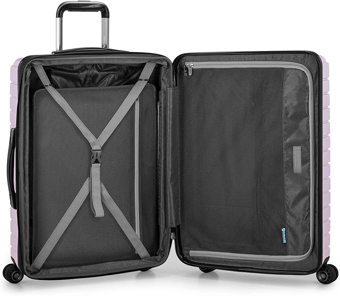 Traveler's Choice Archer Polycarbonate Hardside Spinner Luggage Set, Tie Down Straps,Purple, 3-Piece