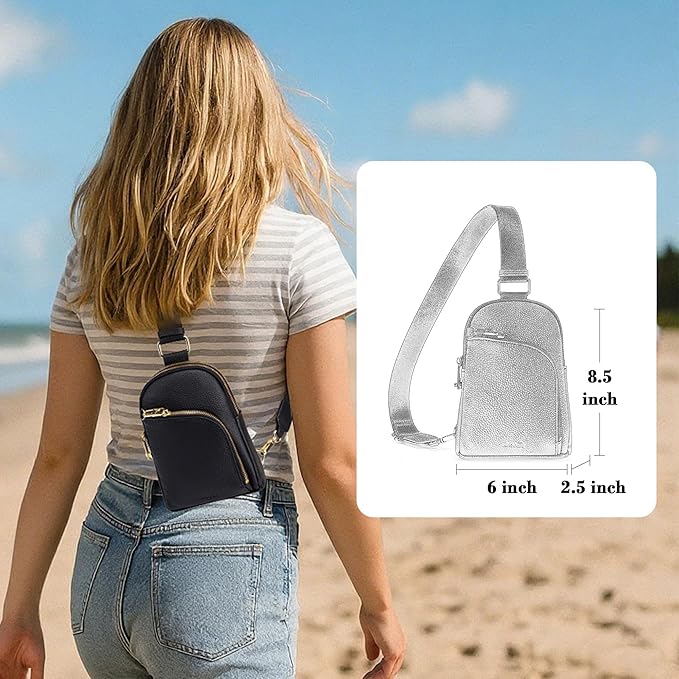 INICAT RFID Blocking Sling Bag, Anti Theft Crossbody Bag for Women, Travel Fanny Pack Style Purse, Vegan Leather