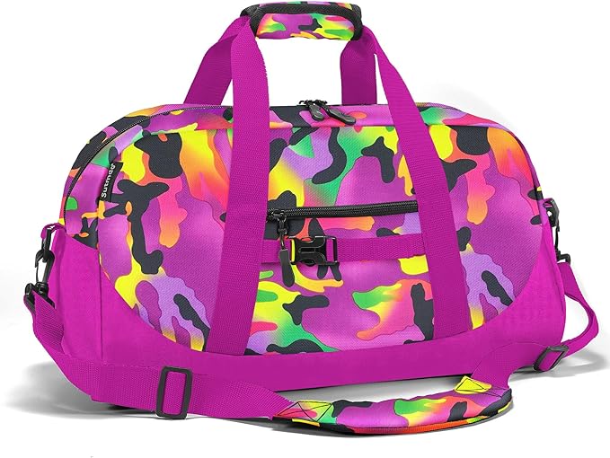 Stumdo Kids Overnighter Duffel Bags for kids, Carry-On Size & Ideal for School Practice or Overnight Travel Weekender Tote for Travel Gym Sport bag for Boys & Girls (11fghong)