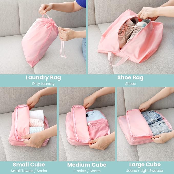 Cambond Compression Packing Cubes for Travel - Lightweight Expandable Travel Bags Luggage Organizers Travel Essentials Compression Cubes for Travel Space Saver for Carry on Suitcases Organizer