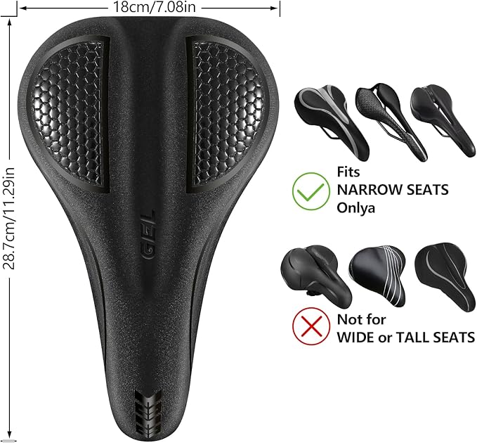 Bike Seat Cushion Gel Padded Bike Seat Cover Extra Soft Comfy for Men Women Comfort,with Peloton Stationary, Exercise, Mountain Bikes, Road & Electric