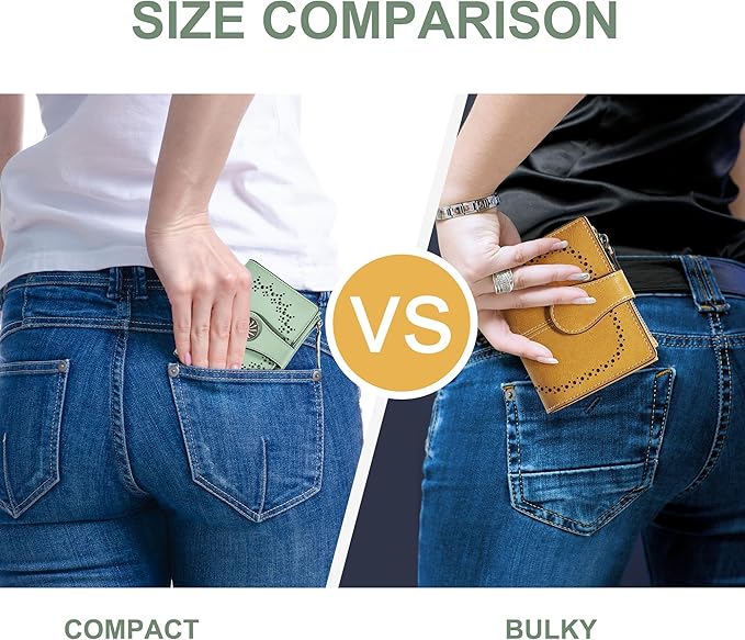 Tipmile Small Wallet for Women Bifold RFID Blocking Card Holder Leather Wallets with Zipper Coin Pocket