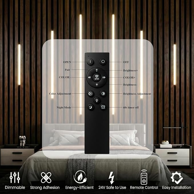 CCT COB Recessed LED Light Bar Kit,2700K~6500K,CR90+,Support Remote,APP & Alexa Voice Control,for Wood Slat Wall Panel,Home Decor,Cabinet DIY Lighting,Black Channel,2Pcs*(16In+24In+40In)