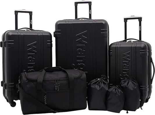 Wrangler Venture Luggage and Travel Set, Black, 7-Piece Set