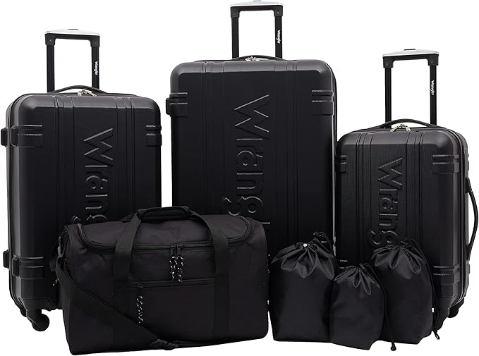 Wrangler Venture Luggage and Travel Set, Black, 7-Piece Set