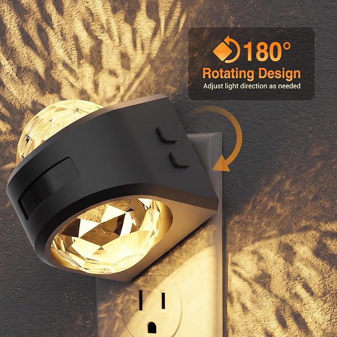 JandCase Motion Sensor Night Light, Dusk to Dawn | Star Projector Night Light with 180° Rotatable Plug, 3000K and RGB Automatic Galaxy Nightlight Plug in for Bathroom Hallway