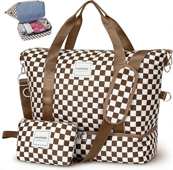 WOOMADA Weekender Bag for Women, Travel Duffel Bags with Shoe Compartment & Wet Pocket, Personal Item Bag for Airlines