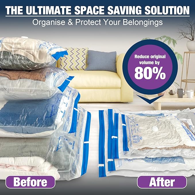 XXL Jumbo 47''X35'' Vacuum Storage Space Bags Extra Large for Blanket Bedding Comforters with Hand Pump (6 Pack)