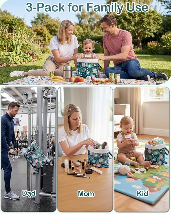 babygoal Floral Wet Dry Bags 3 Pack, Waterproof Travel Bags for Swimsuits, Beach, Pool, Gym,Food Storage and Wet Clothes,3LN45-B