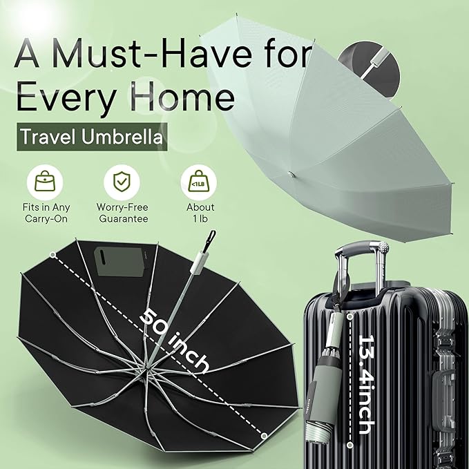QWB TUMAAOTU Lightweight Compact Inverted Umbrella Windproof Auto Open Close – 5-Second Quick Fold Design for Women & Men, 8 Ribs Strong Travel Umbrellas for Rain & Sun, Fits Backpack & Car