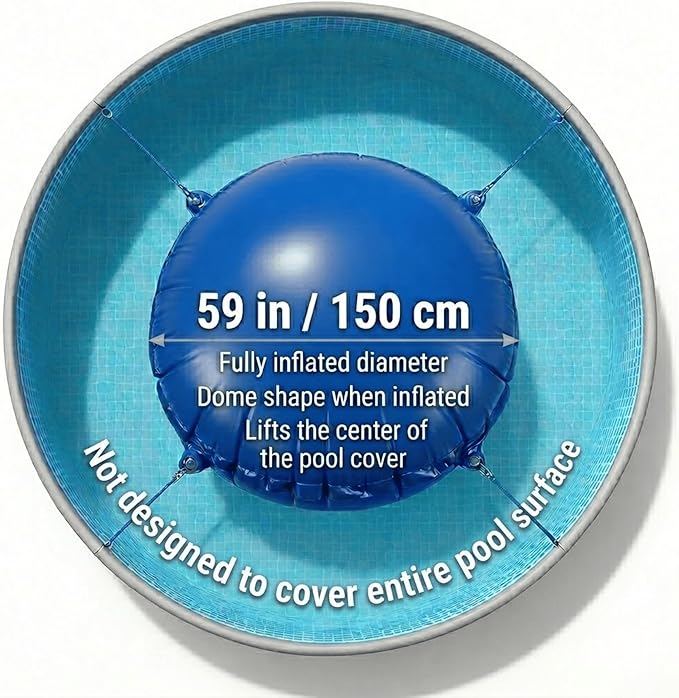 60" Round Pool Pillow for Above Ground Pools, Heavy Duty Inflatable Air Pillow for Pool Winterizing, Cold-Resistant PVC