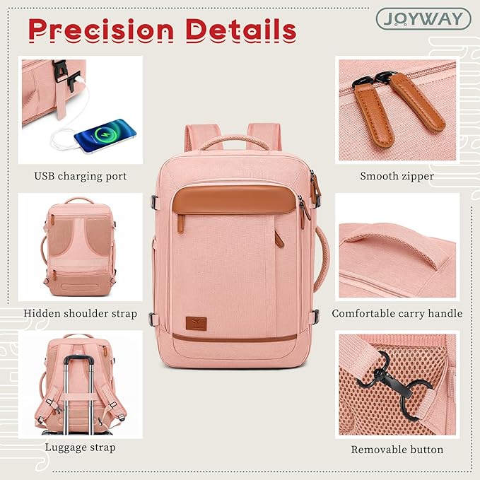 Joyway Expandable Luggage Sets 5 Piece, Lightweight Hard Shell Travel Suitcase Set with Spinner Wheels and TSA Lock (5 piece set，Pink)