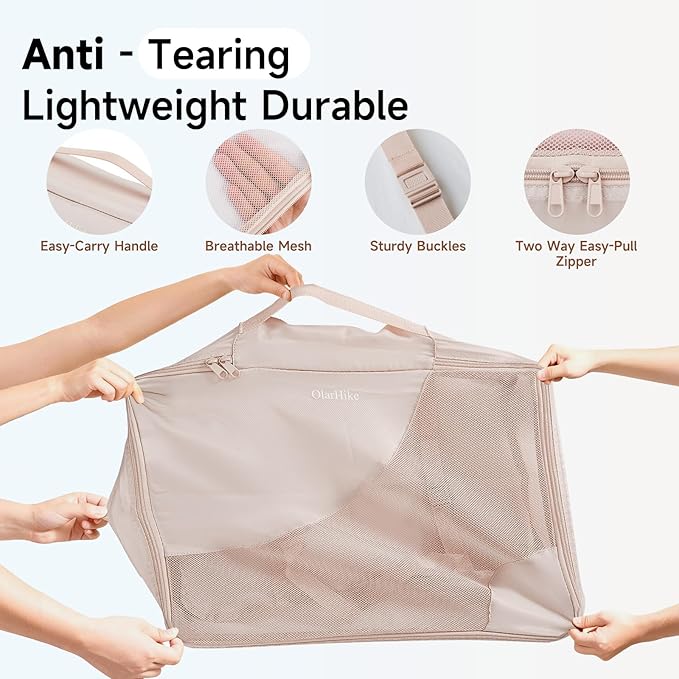 11 Set / 9 Set Packing Cubes for Travel,Gifts for Women Mom Kids,TSA Approved Bags for Makeup, Cosmetic, Toiletry, Organizers for Suitcase Carry On, Cruise Essentials Airplane Accessories, Beige